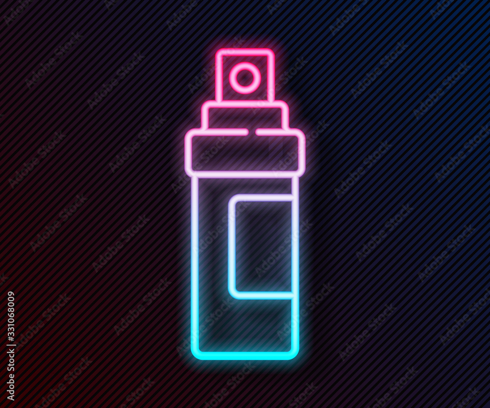 Glowing neon line Perfume icon isolated on black background. Vector Illustration