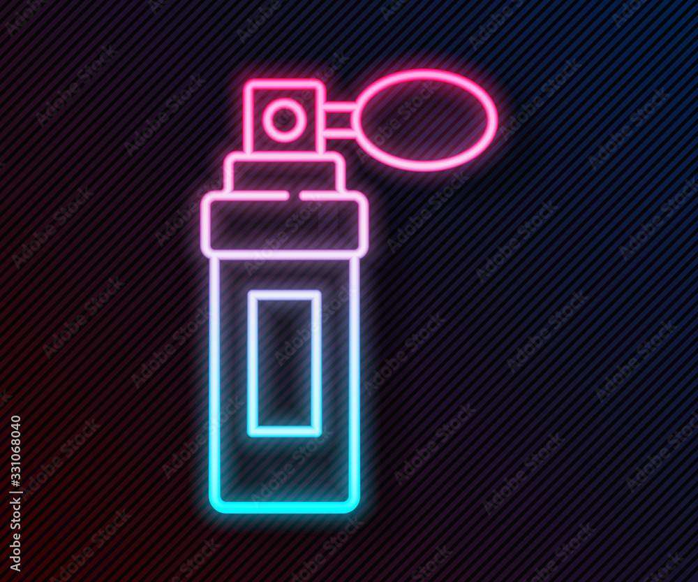 Glowing neon line Perfume icon isolated on black background. Vector Illustration