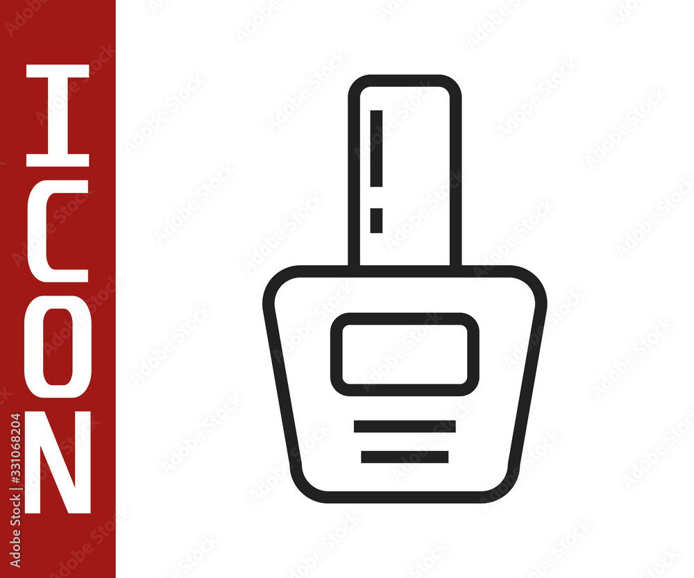 Black line Nail polish bottle icon isolated on white background. Vector Illustration