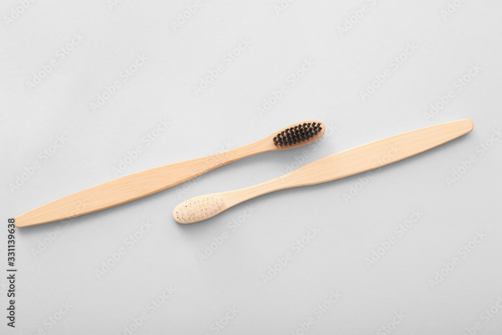 Tooth brushes on light background