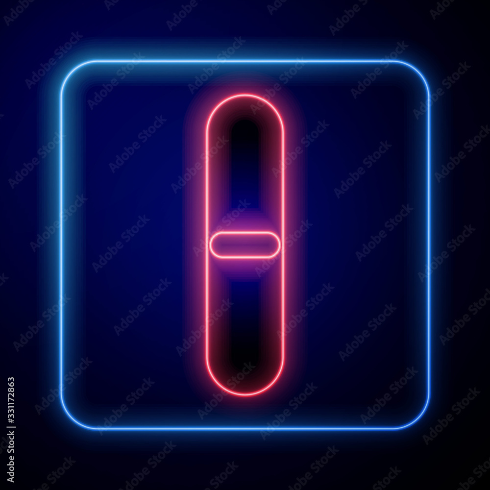 Glowing neon Nail file icon isolated on blue background. Manicure tool. Vector Illustration