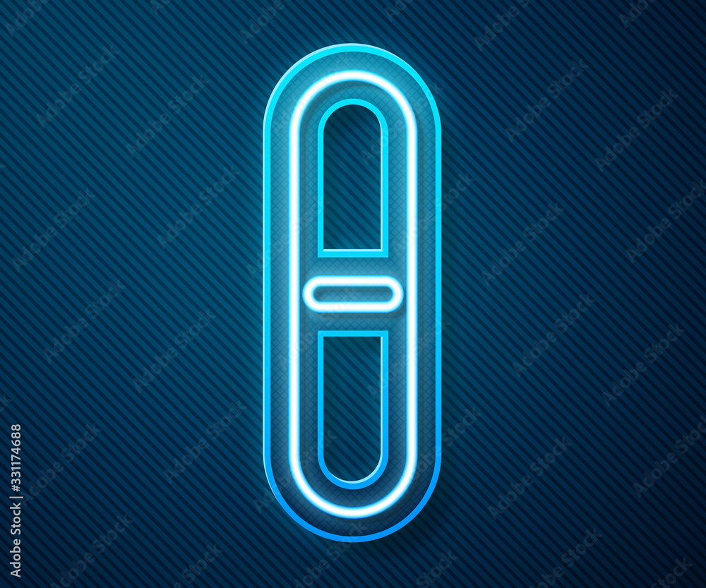 Glowing neon line Nail file icon isolated on blue background. Manicure tool. Vector Illustration