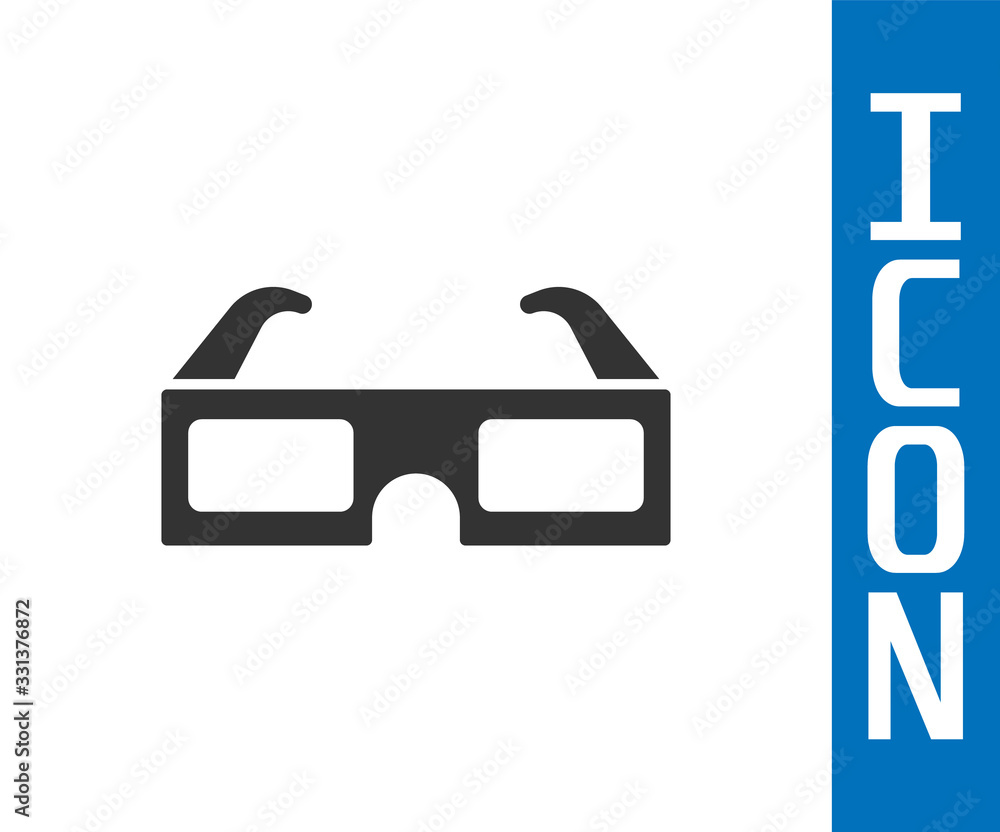 Grey 3D cinema glasses icon isolated on white background. Vector Illustration