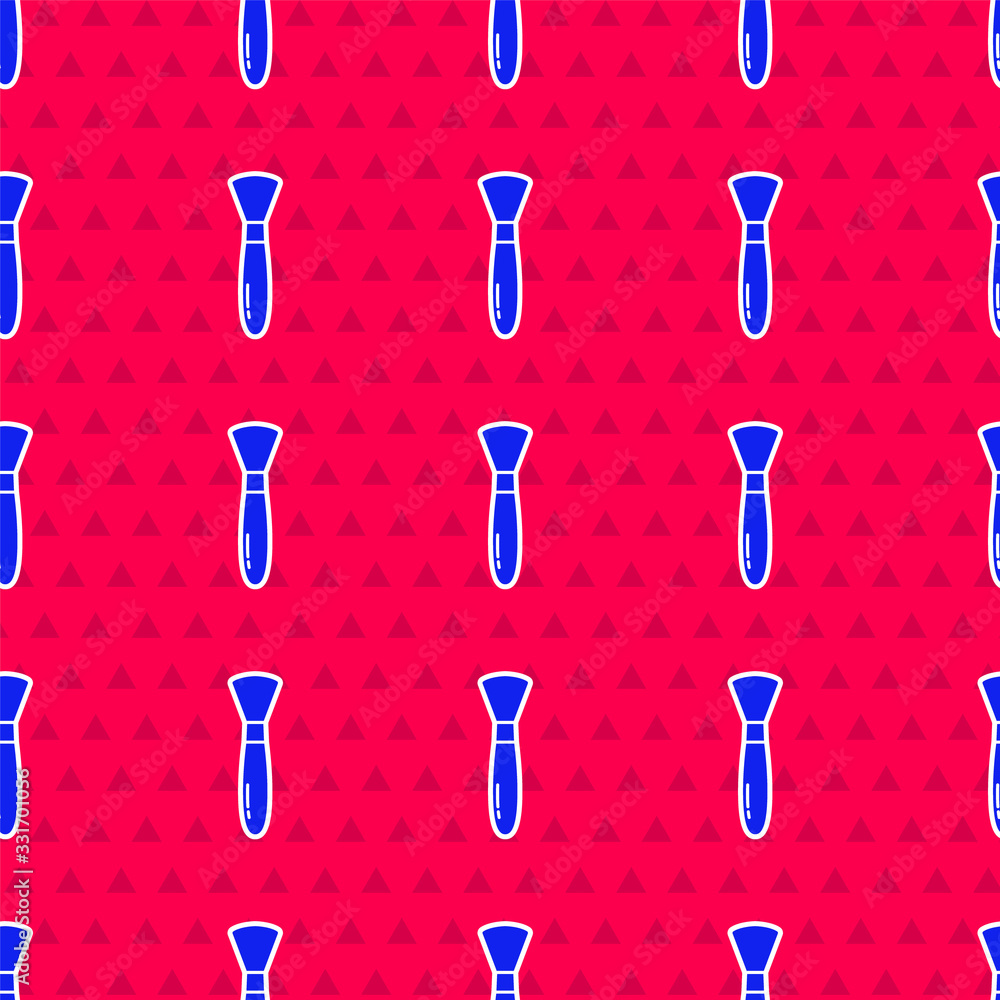 Blue Paint brush icon isolated seamless pattern on red background. Vector Illustration