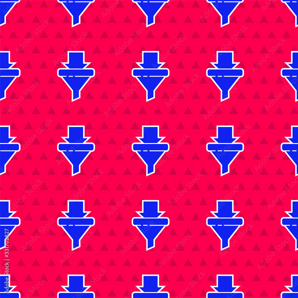 Blue Sales funnel with arrows for marketing and startup business icon isolated seamless pattern on r