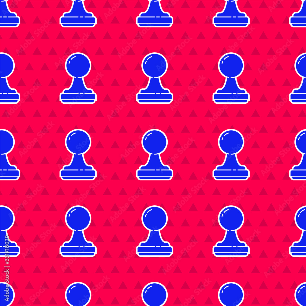 Blue Stamp icon isolated seamless pattern on red background. Vector Illustration