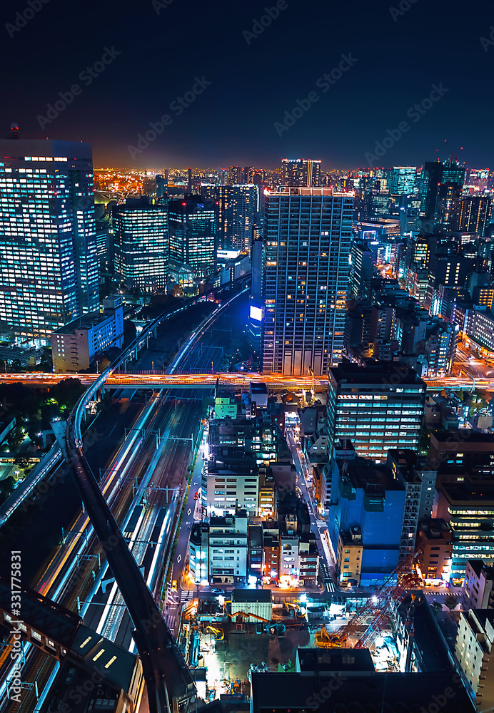 日本东京都港区夜景鸟瞰图