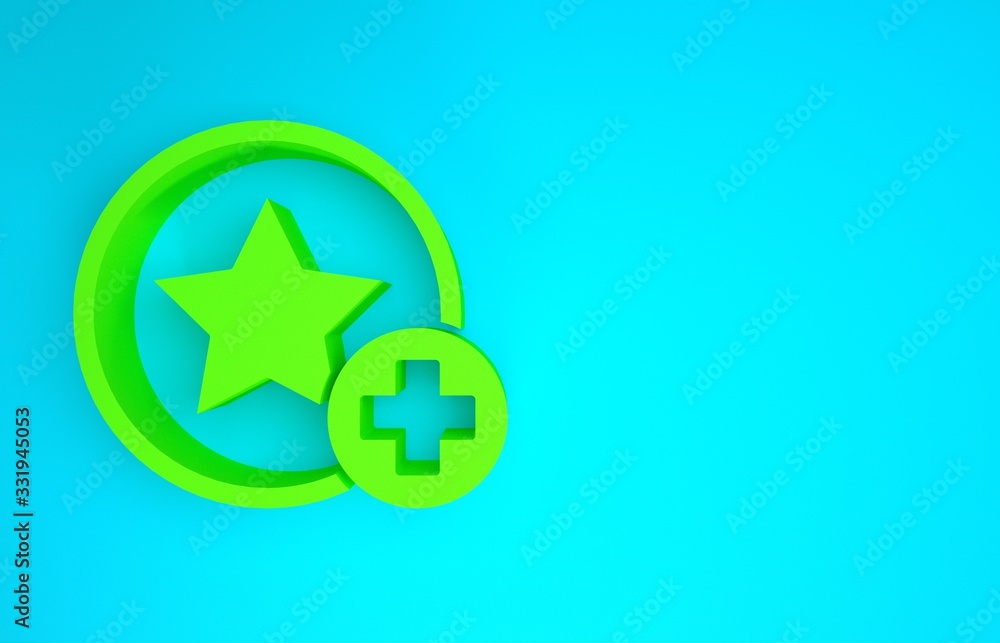 Green Star icon isolated on blue background. Favorite, best rating, award symbol. Add to concept. Mi