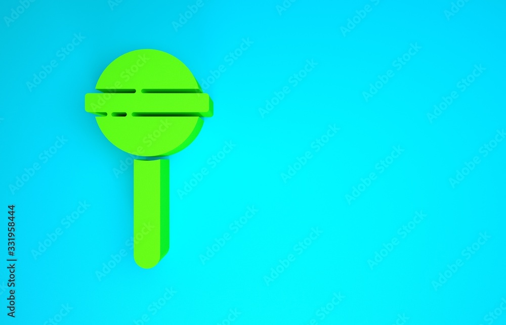 Green Lollipop icon isolated on blue background. Food, delicious symbol. Minimalism concept. 3d illu