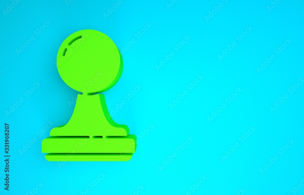 Green Stamp icon isolated on blue background. Minimalism concept. 3d illustration 3D render