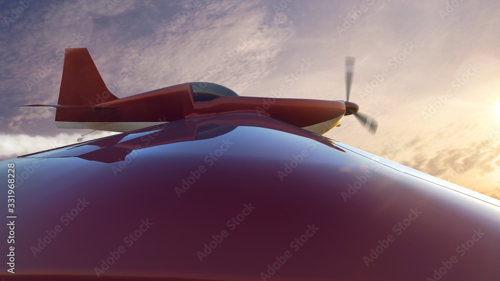 Sports plane on air racing. Render 3D. Illustration.