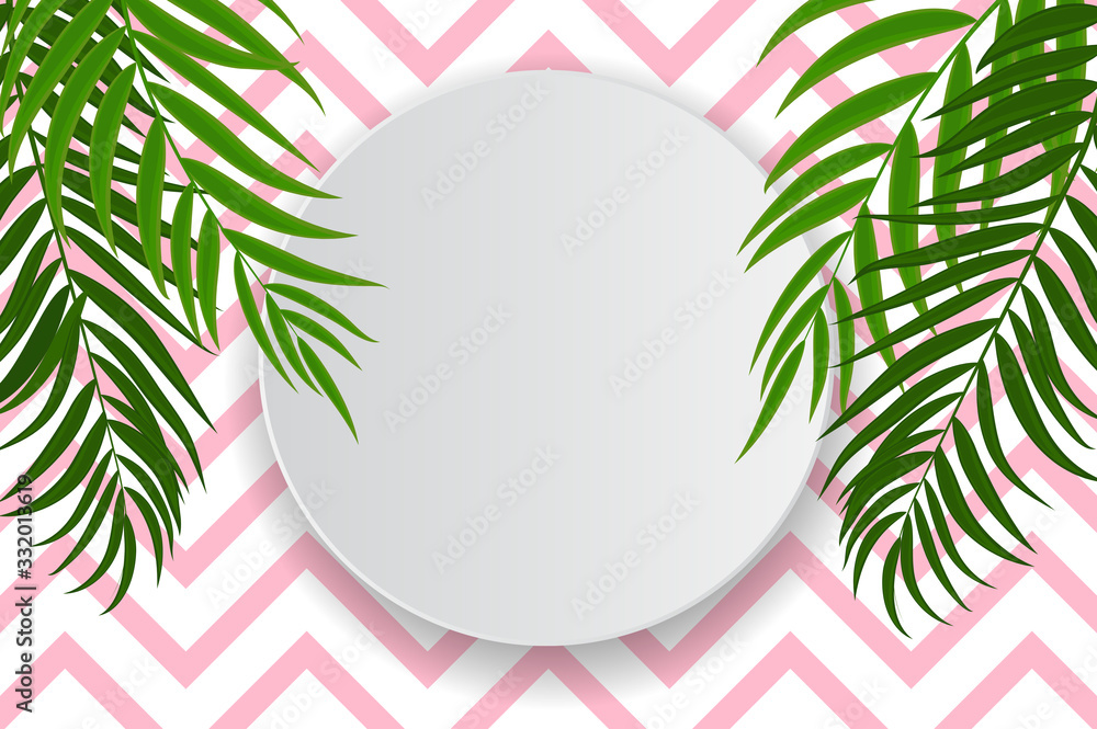 Abstract Background with Palm Leaves. Vector Illustration