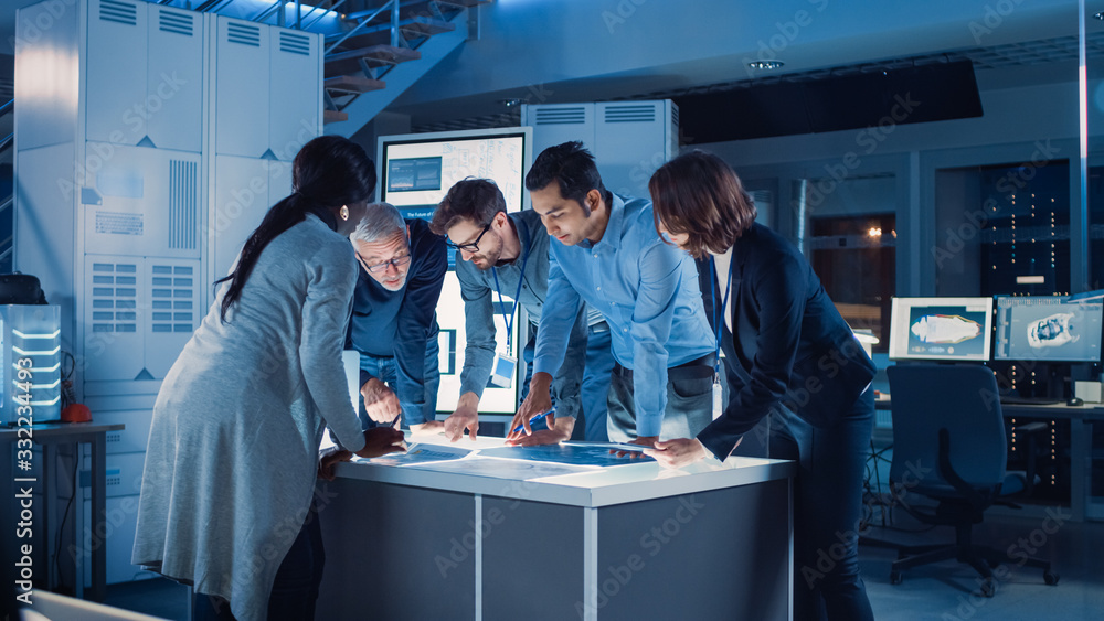 Engineers Meeting in Technology Research Laboratory: Engineers Scientists and Developers Gathered Ar