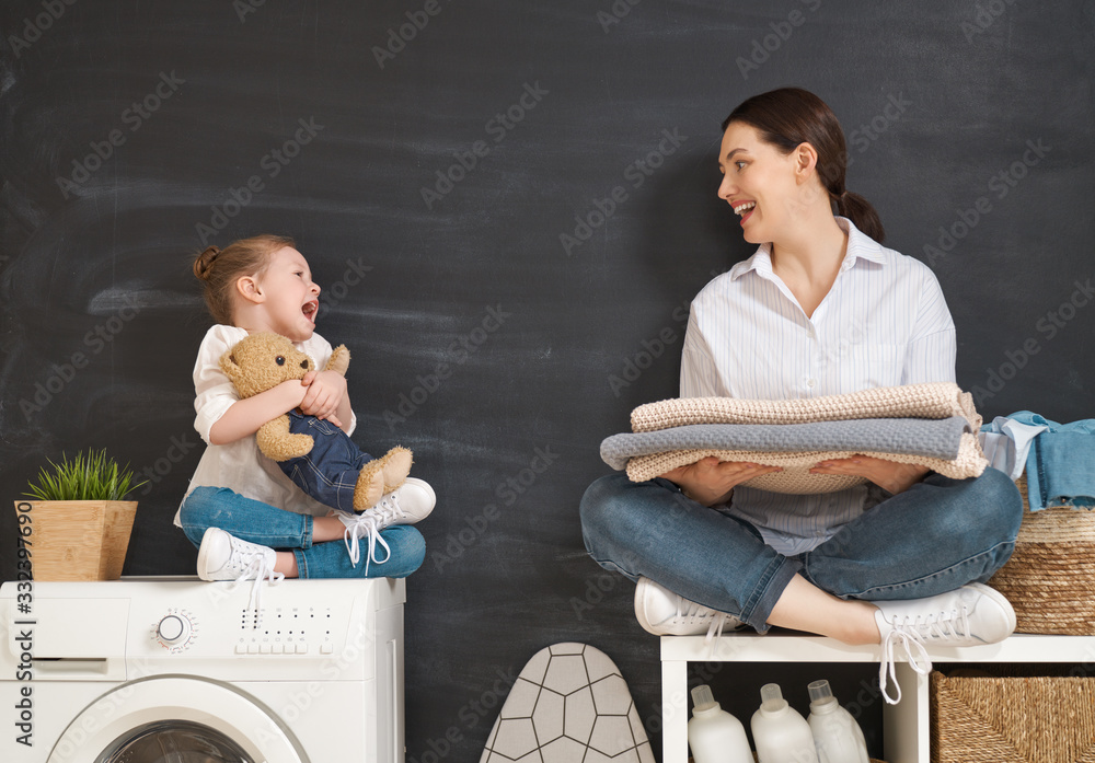 family doing laundry