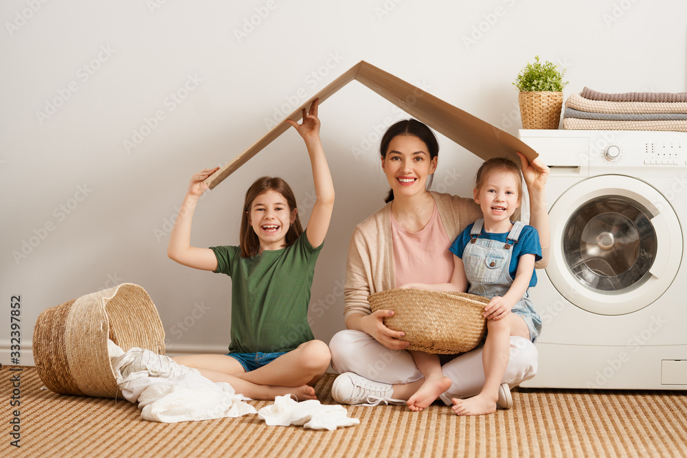 family doing laundry