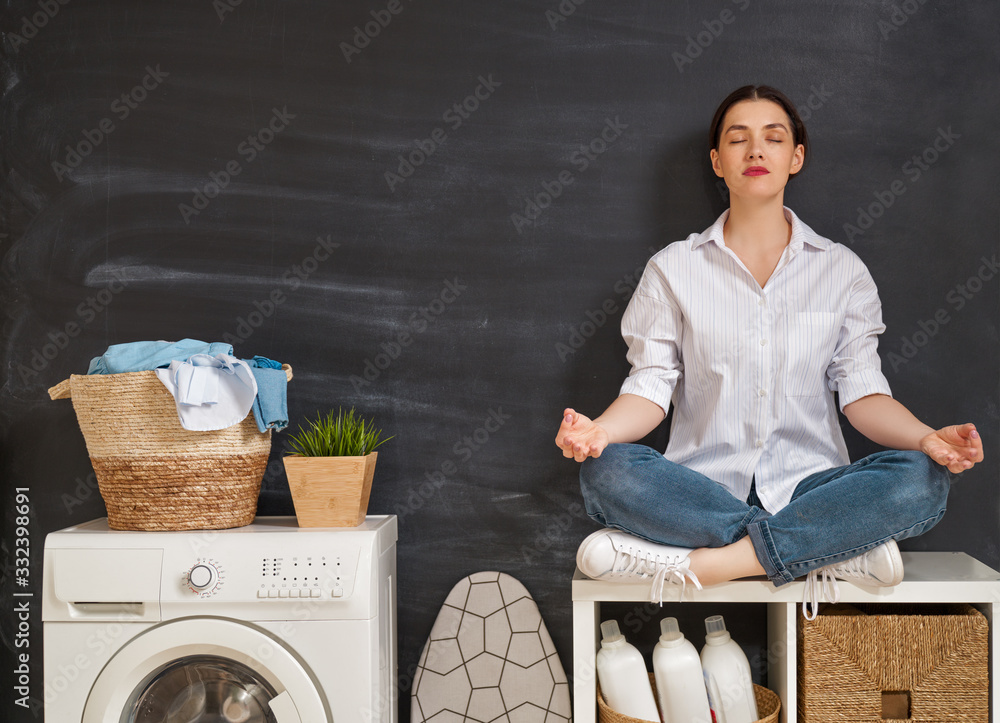 woman is doing laundry