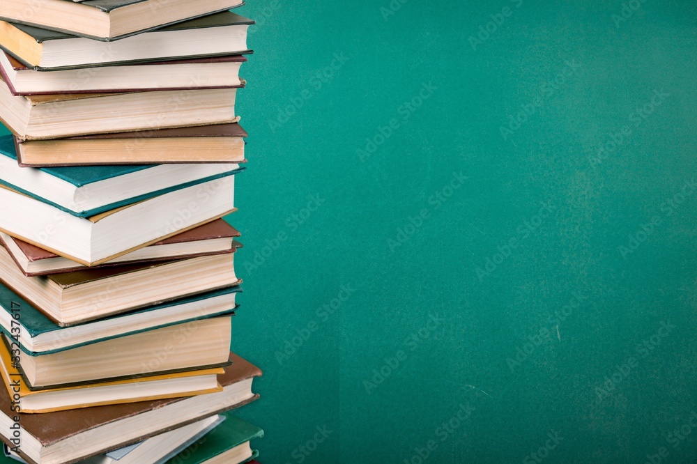 Stack of books, education and learning background