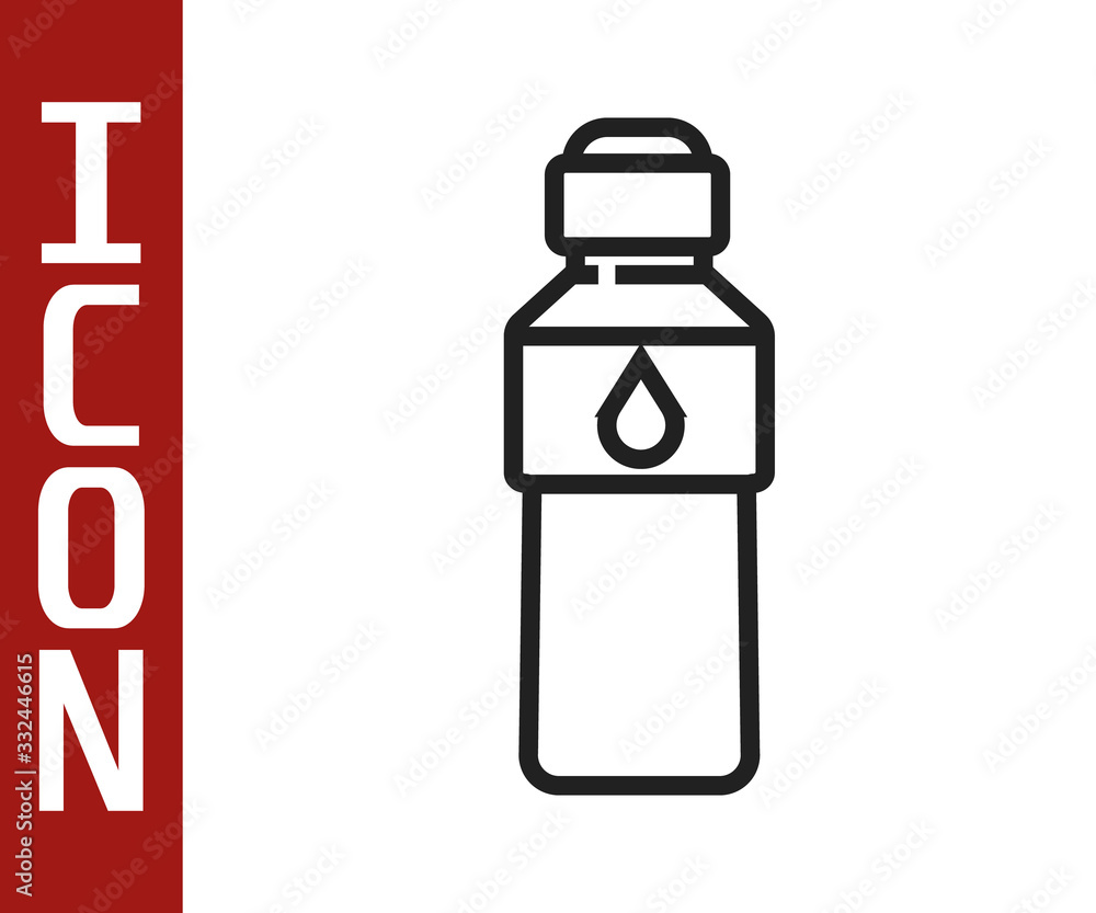 Black line Bottle of water icon isolated on white background. Soda aqua drink sign. Vector Illustrat