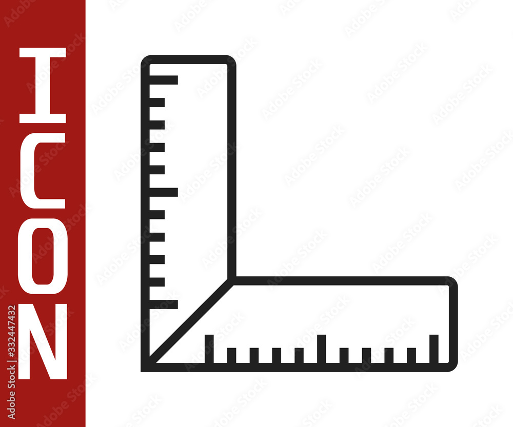 黑色线条角尺图标隔离在白色背景上。Setsquare，角尺，木工，measure