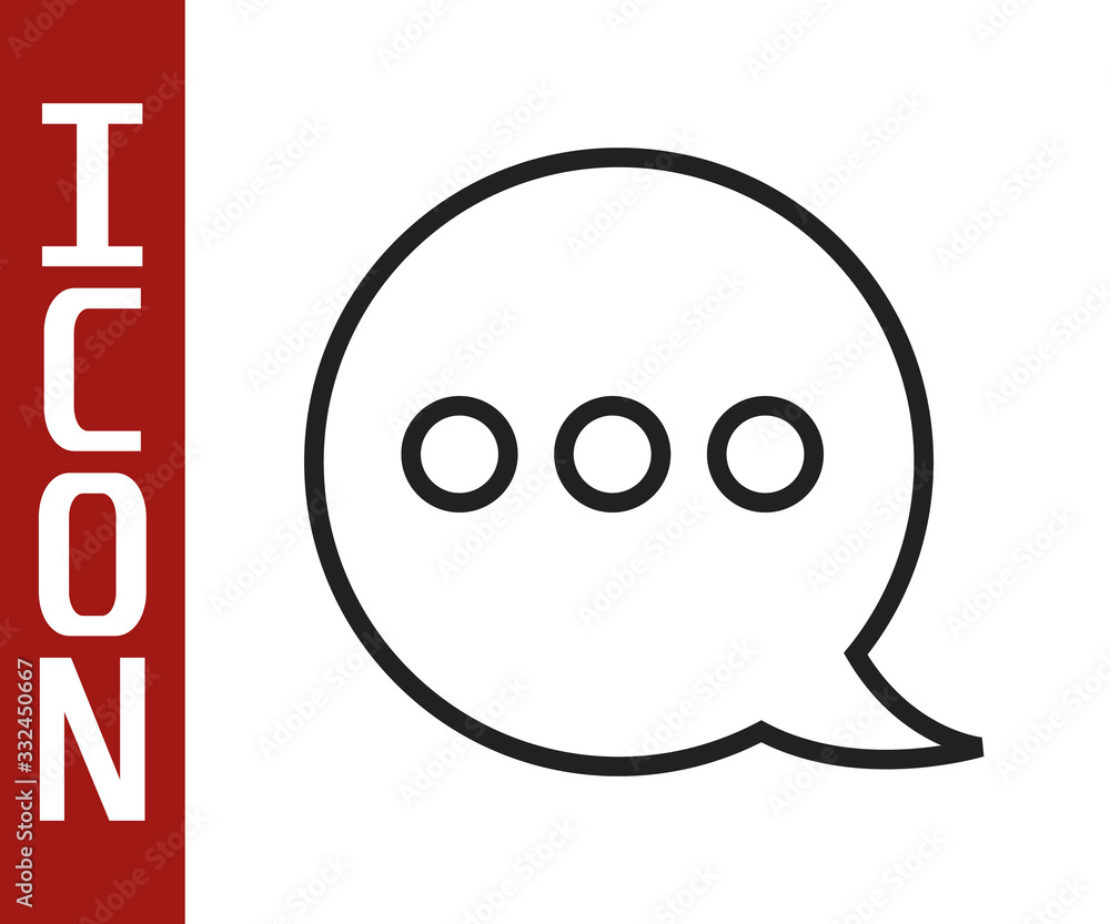 Black line Speech bubble chat icon isolated on white background. Message icon. Communication or comm