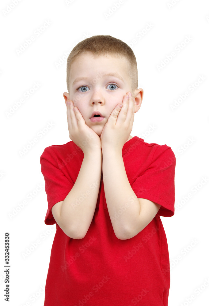 Scared and shocked little boy