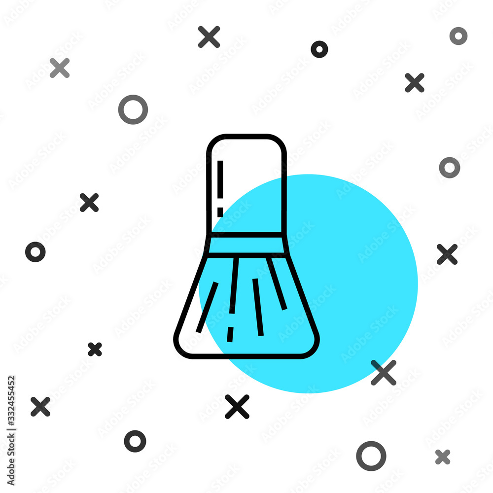 黑色线条化妆刷图标隔离在白色背景上。随机动态形状。矢量插图