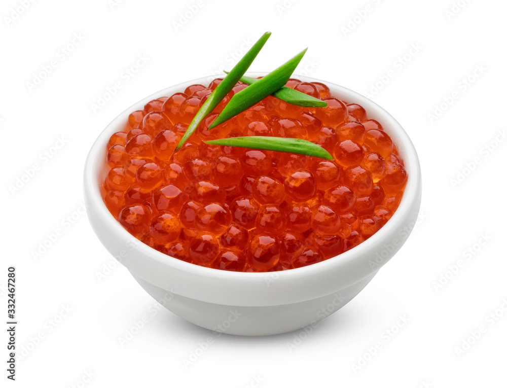 Red caviar isolated on white background with clipping path