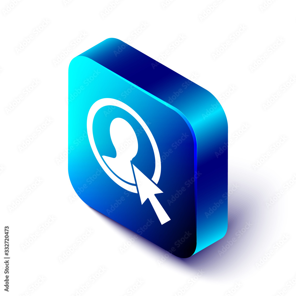 Isometric Create account screen icon isolated on white background.Blue square button.Vector Illust（等