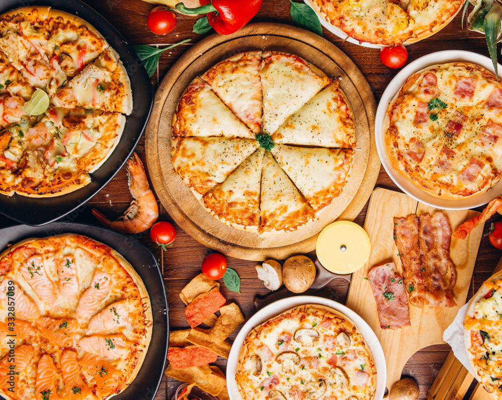 Italian Pizza on wooden table