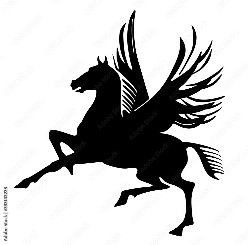 Pegasus Silhouette Mythologische geflügelte Pferd – Vektor Illustration