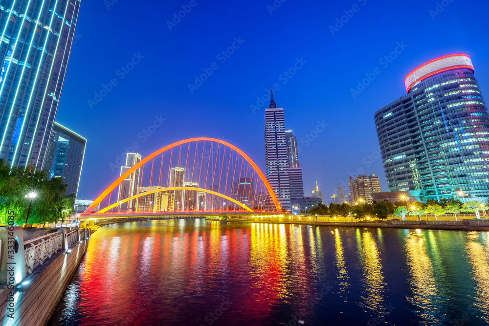 Tianjin City, China, night view