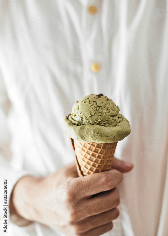 ice cream cone of green tea..