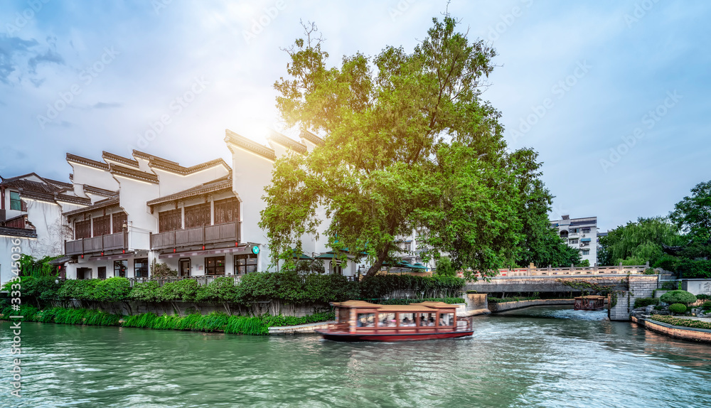 Ancient architectural landscape of Qinhuai River in Nanjing..