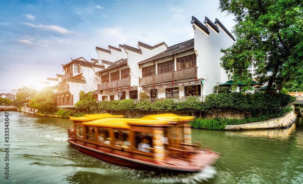 Ancient architectural landscape of Qinhuai River in Nanjing..