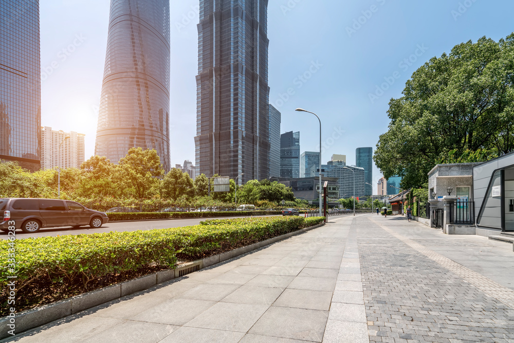 Architectural street, Lujiazui Financial District, Shanghai..