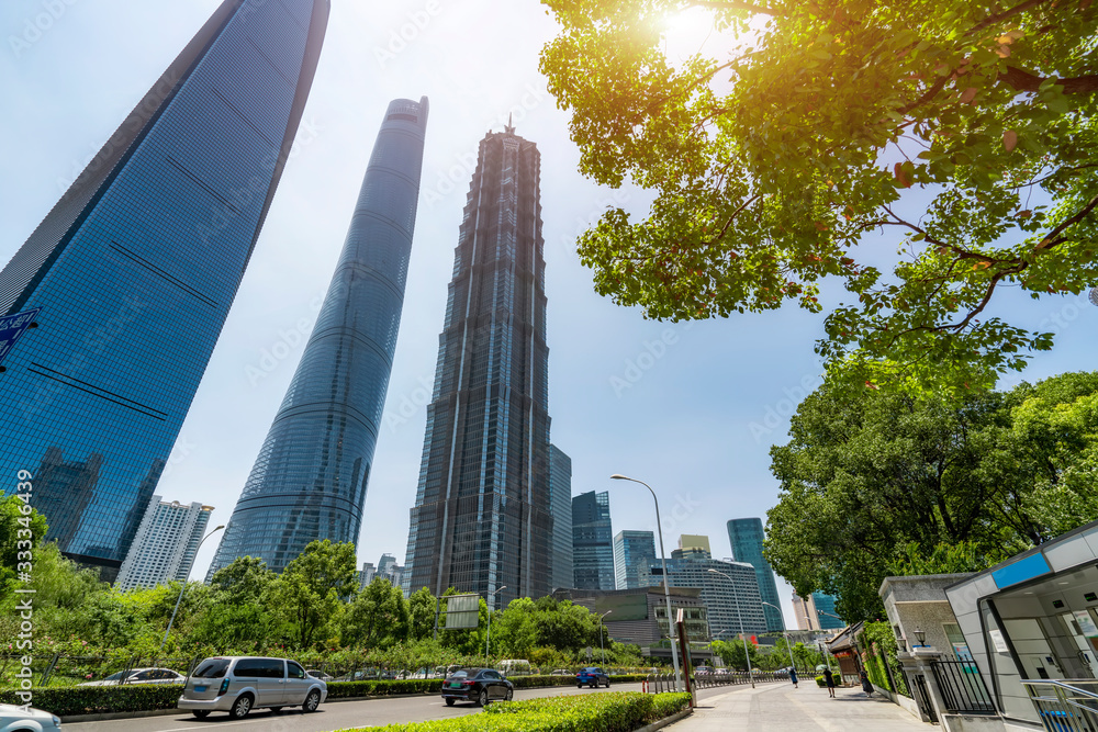 Architectural street, Lujiazui Financial District, Shanghai..