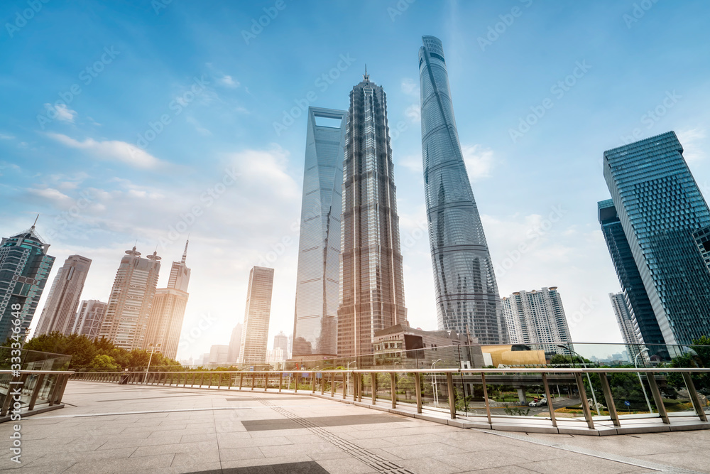 Architectural street, Lujiazui Financial District, Shanghai..