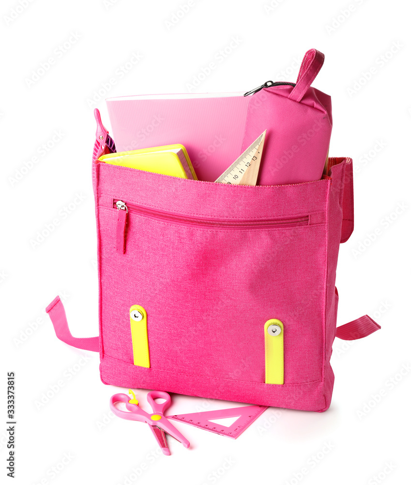 School backpack on white background