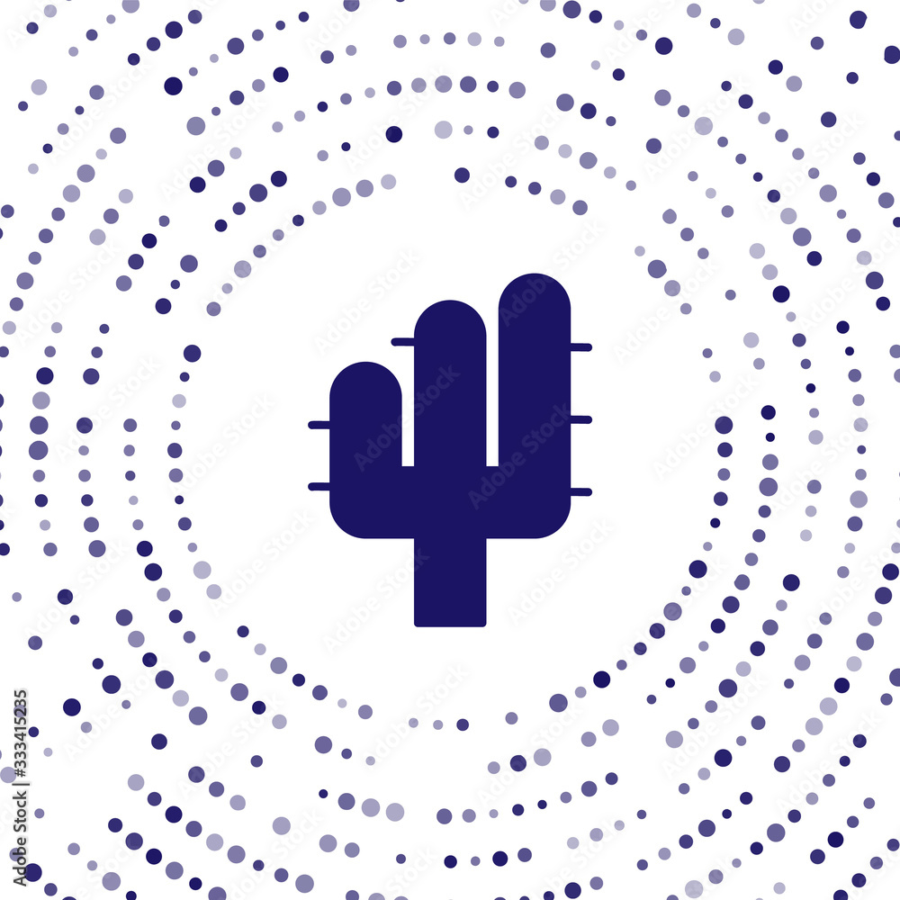 Blue Cactus icon isolated on white background. Abstract circle random dots. Vector Illustration