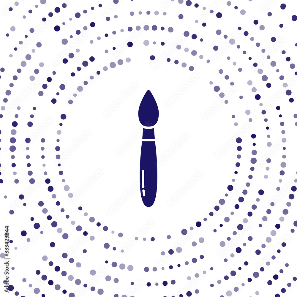 Blue Paint brush icon isolated on white background. Abstract circle random dots. Vector Illustration