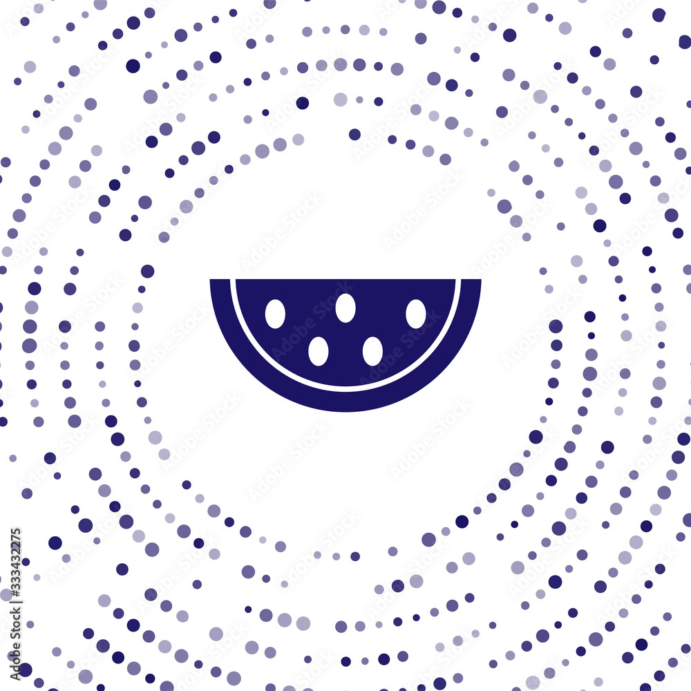 Blue Watermelon icon isolated on white background. Abstract circle random dots. Vector Illustration