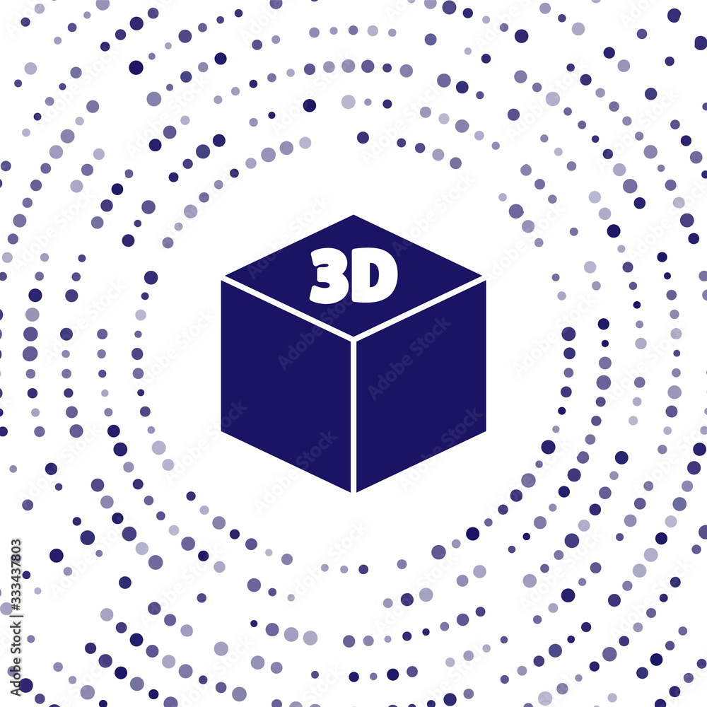 白色背景上隔离的蓝色等轴测立方体图标。几何立方体实心图标。3D方形符号.B