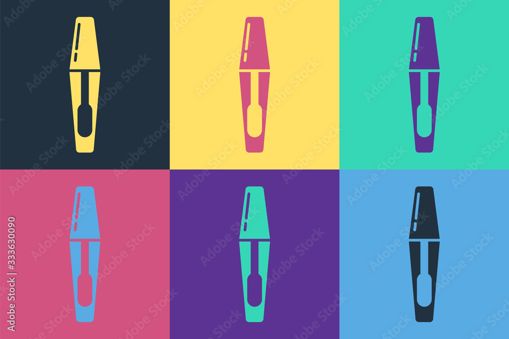 Pop art Mascara brush icon isolated on color background. Vector Illustration