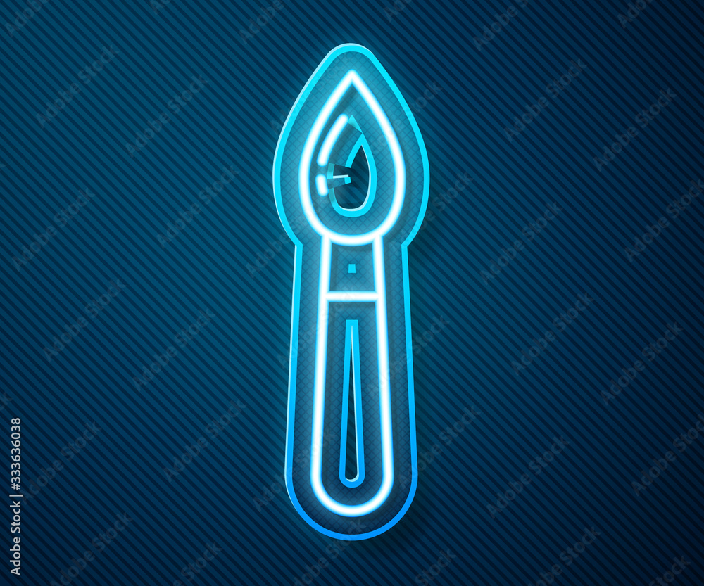 Glowing neon line Paint brush icon isolated on blue background. Vector Illustration