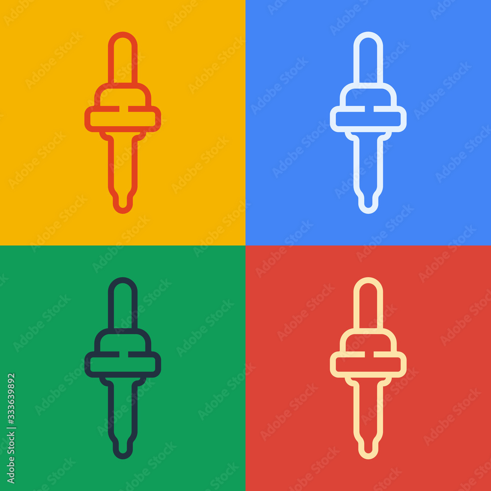 Pop art line Pipette icon isolated on color background. Element of medical, cosmetic, chemistry lab 