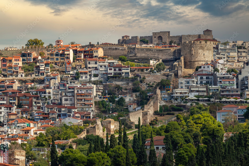 Byzantine wall at acropolis in Thessaloniki, Greece