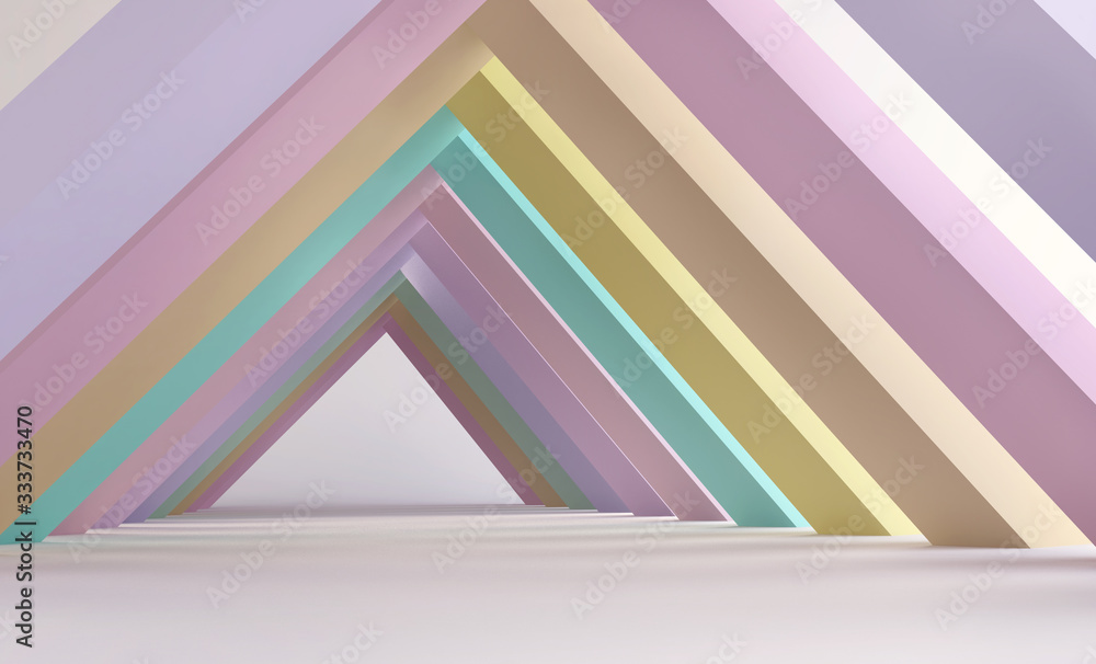 Minimal rainbow corridor background, Pastel colors concept image for interior and design. Abstract b