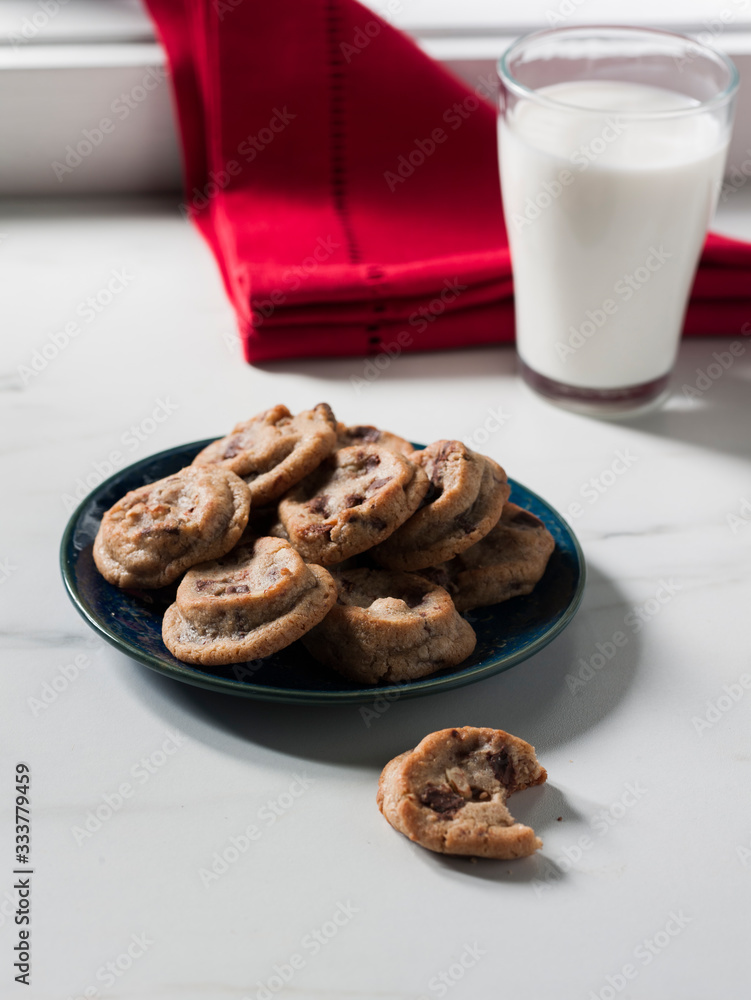 chocolate chip cookies and milk