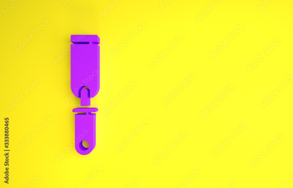 Purple Rasp metal file icon isolated on yellow background. Rasp for working with wood and metal. Too