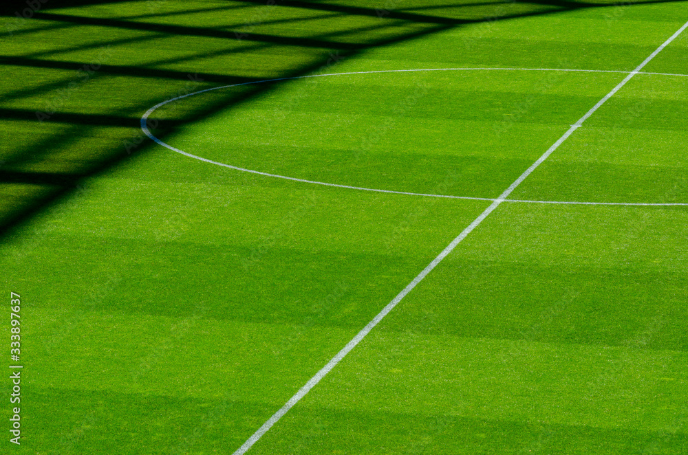 Empty soccers field at the stadium during quarantine